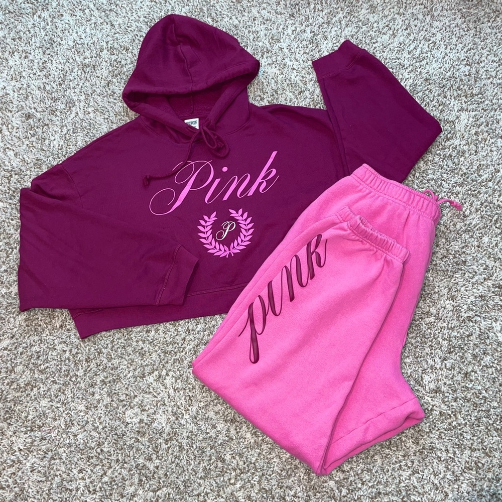 PINK Victoria's Secret Purple and Pink Hoodie Set